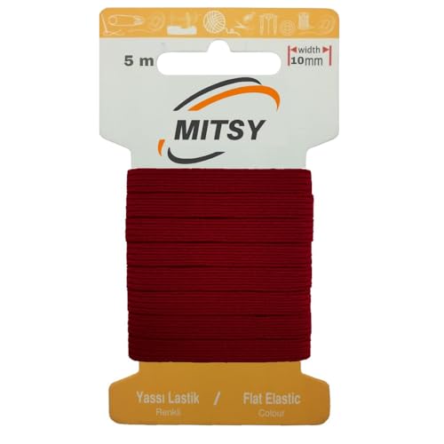 MITSY Reißfeste Gummiband Gummibänder zum Nähen Breit 10 mm 5 m Burgund Stark Gummilitze für Hosengummi Haushalt DIY Handwerk Stoffe zum Nahen MITSY Reißfeste Gummiband Gummibänder zum Nähen Breit 10 mm 5 m Burgund Stark Gummilitze für Hosengummi Haushalt DIY Handwerk Stoffe zum Nahen von MITSY