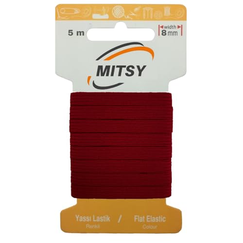 MITSY Reißfeste Gummiband Gummibänder zum Nähen Breit 8 mm 5 m Burgund Stark Gummilitze für Hosengummi Haushalt DIY Handwerk Stoffe zum Nahen MITSY Reißfeste Gummiband Gummibänder zum Nähen Breit 8 mm 5 m Burgund Stark Gummilitze für Hosengummi Haushalt DIY Handwerk Stoffe zum Nahen von MITSY