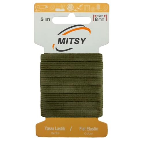MITSY Reißfeste Gummiband Gummibänder zum Nähen Breit 8 mm 5 m Khaki Stark Gummilitze für Hosengummi Haushalt DIY Handwerk Stoffe zum Nahen MITSY Reißfeste Gummiband Gummibänder zum Nähen Breit 8 mm 5 m Khaki Stark Gummilitze für Hosengummi Haushalt DIY Handwerk Stoffe zum Nahen von MITSY