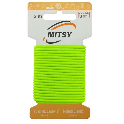 MITSY Reißfeste Rund Gummiband Gummikordel Gummibänder zum Nähen Breit 3 mm 5 m Neon Gelb Rundgummi Gummilitze für Hosengummi Haushalt DIY Handwerk Stoffe zum Nahen MITSY Reißfeste Rund Gummiband Gummikordel Gummibänder zum Nähen Breit 3 mm 5 m Neon Gelb Rundgummi Gummilitze für Hosengummi Haushalt DIY Handwerk Stoffe zum Nahen von MITSY
