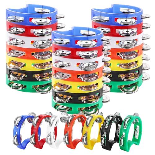 MIVIDE 21 Stück Tambourin, Half Moon Hand Tambourine Metal, 7 Farbe Tamburine 11x13x2.5 cm für Schulaufführungen, Musikkurse MIVIDE 21 Stück Tambourin, Half Moon Hand Tambourine Metal, 7 Farbe Tamburine 11x13x2.5 cm für Schulaufführungen, Musikkurse von MIVIDE