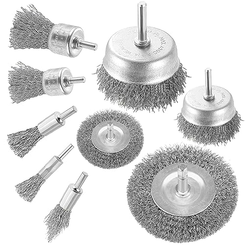 Drahtbürste Set 9-teilig für Bohrmaschine Stahldraht, Akkuschrauber mit 1/4-Zoll-Schaftbürste - Drahtbürstenrad, Topfbürste und Rohrbürsten-Set zum Reinigen von Rost, Entfernen von Farbe und Holz Drahtbürste Set 9-teilig für Bohrmaschine Stahldraht, Akkuschrauber mit 1/4-Zoll-Schaftbürste - Drahtbürstenrad, Topfbürste und Rohrbürsten-Set zum Reinigen von Rost, Entfernen von Farbe und Holz von MIVITOOM