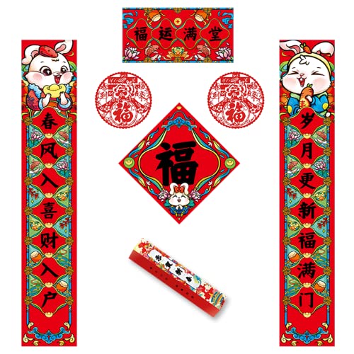 Chinesische Neujahrsdekoration 2023, Chinesische Couplets Chunlian-Papier Fu-Zeichenpapier rote Umschläge Papier für Fensterschmuck Frühlingsfest von MIVPD