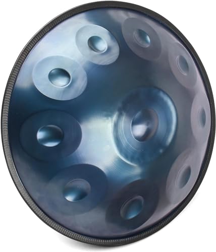 22-Zoll Stahl Handpan, 9/10/12 Töne, 432Hz/440Hz, Handpan-Drum-Instrument für Anfänger und Profis, Erhältlich in Silber und Blau(Color:Blue - 9 Notes) von MIWEITOO