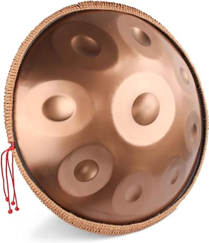 Handpan - Gold Harmonisches Handpan Drum in D-Moll, 9 Töne, 22 Zoll Handpan mit Tasche, Percussion für Klangheilung, persönliche Meditation, Yoga (Color : Gold 22 Zoll- 9 Töne, Size : 440Hz) von MIWEITOO