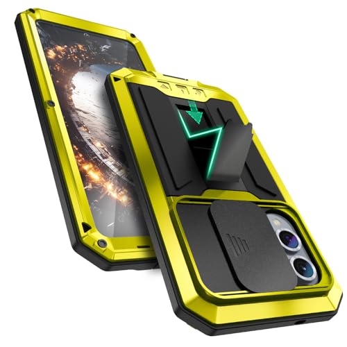 Kompatibel mit Samsung Galaxy S25 Edge Metall hülle, Outdoor Powerful Hybrid Schutz stoßfest Fall Schutzhülle,mit Ständer & Integrierter Displayschutz & Kameraschutz (Gelb) von MIYIYQP