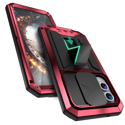 Kompatibel mit Samsung Galaxy S25 Edge Metall hülle, Outdoor Powerful Hybrid Schutz stoßfest Fall Schutzhülle,mit Ständer & Integrierter Displayschutz & Kameraschutz (Rot) von MIYIYQP