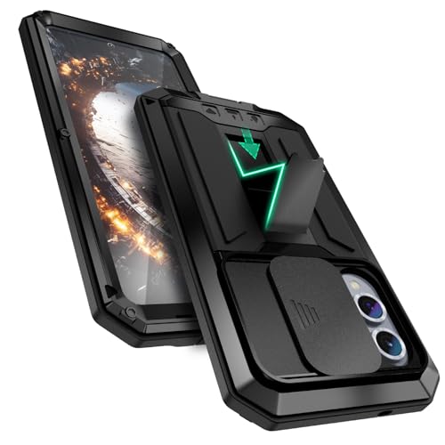 Kompatibel mit Samsung Galaxy S25 Edge Metall hülle, Outdoor Powerful Hybrid Schutz stoßfest Fall Schutzhülle,mit Ständer & Integrierter Displayschutz & Kameraschutz (Schwarz) von MIYIYQP