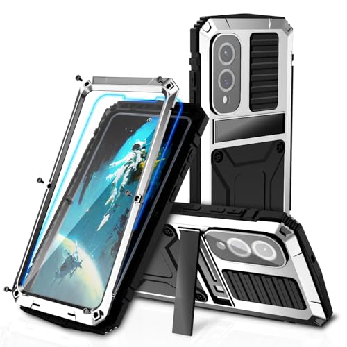 Kompatibel mit Samsung Galaxy S25 Edge Metall hülle Elegantes & Stoßfestes Handyhülle & Full-Body Bumper | Robustes Case mit Ständer, Displayschutz & Outdoor-Tauglich (Silber) von MIYIYQP