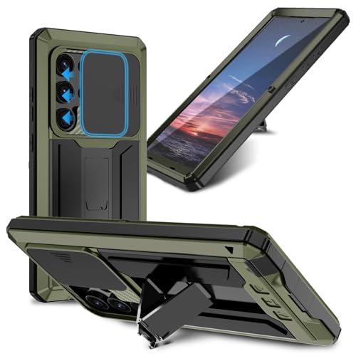 MIYIYQP Kompatibel mit Samsung Galaxy S25 Ultra 5G Metall hülle, Powerful Hybrid Schutz stoßfest wasserdicht Fall Schutzhülle,mit Eingebautem Gehärtetem Glas Displayschutzfolie (Grün) von MIYIYQP