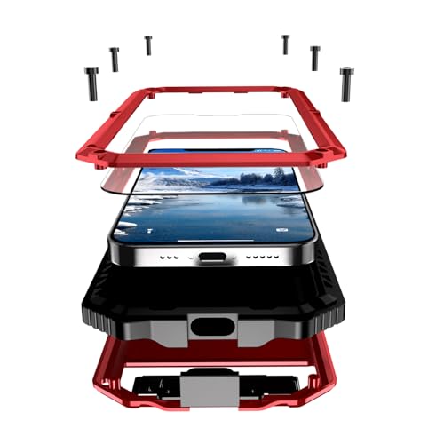 MIYIYQP Kompatibel mit iPhone 16E Handyhülle [Schutz in Militärqualität],mit Ständer & Integrierter Displayschutz, Outdoor Powerful Hybrid Schutz stoßfest Fall Schutzhülle (Rot) von MIYIYQP