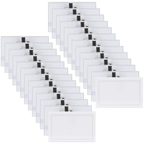 MIYUANGKJ 50 stk Namensschilder für Kleidung 5,6 * 9cm Namensschilder mit Nadel und Anstecknadel Namensschilder Anstecker PVC Transparent Ausweishülle Wasserabweisend mit Leere Karte für Visitenkarten von MIYUANGKJ