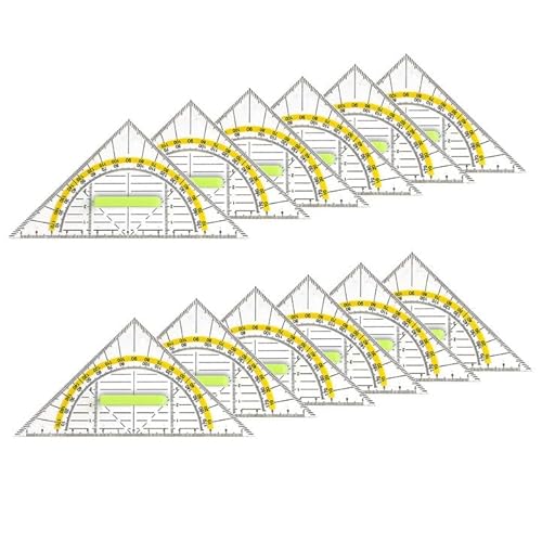 MIYUANGKJ Geometrie Dreieck 12 Stk Geodreieck mit Griff 2 Funktionen, 16cm Dreieck Lineal Set, Geodreieck Flexibel aus Kunststoff, für Studenten Kinder von MIYUANGKJ