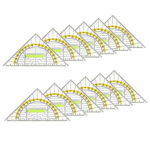 MIYUANGKJ Geometrie Dreieck 12 Stk Geodreieck mit Griff 2 Funktionen, 16cm Dreieck Lineal Set, Geodreieck Flexibel aus Kunststoff, für Studenten Kinder von MIYUANGKJ