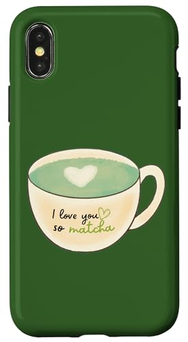 I Love You So Matcha Aquarell Tea Pun Design Hülle für iPhone X/XS von MJ Designs