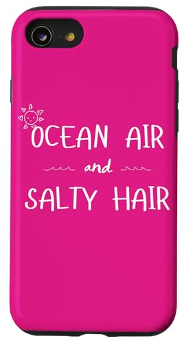 Ocean Air and Salty Hair Beach Vibes Summer Zitat Hülle für iPhone SE (2020) / 7 / 8 von MJ Designs