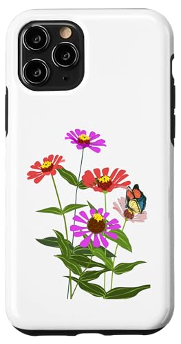 Schmetterling auf Wildblumen Aquarell Natur Kunst Design Hülle für iPhone 11 Pro von MJ Designs