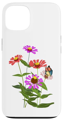 Schmetterling auf Wildblumen Aquarell Natur Kunst Design Hülle für iPhone 13 von MJ Designs