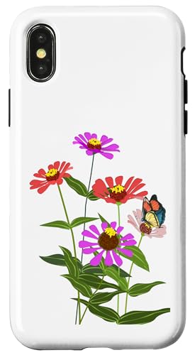 Schmetterling auf Wildblumen Aquarell Natur Kunst Design Hülle für iPhone X/XS von MJ Designs