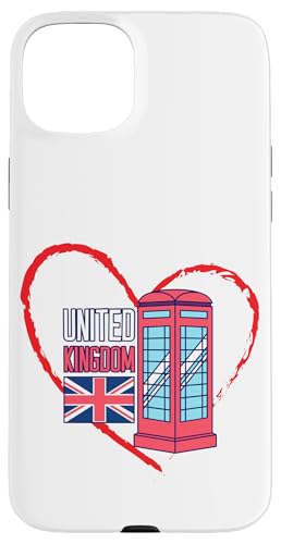 Telefonzelle mit Herz-Flagge "I Love the United Kingdom" Hülle für iPhone 15 Plus von MJ Designs