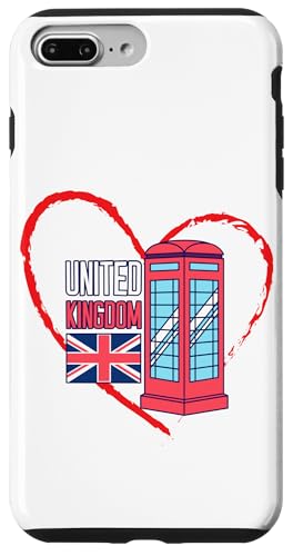 Telefonzelle mit Herz-Flagge "I Love the United Kingdom" Hülle für iPhone 7 Plus/8 Plus von MJ Designs