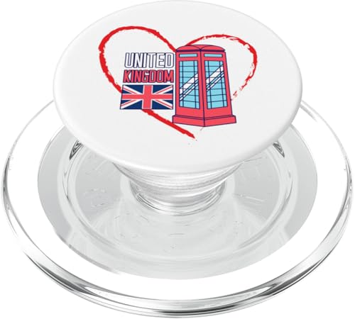 Telefonzelle mit Herz-Flagge "I Love the United Kingdom" PopSockets PopGrip für MagSafe von MJ Designs
