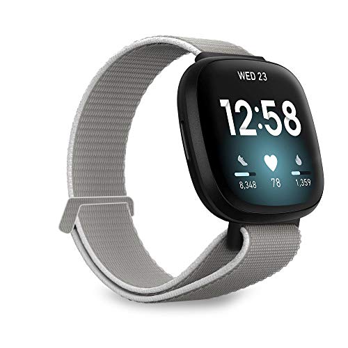 MJRom Armbänder Kompatibel mit Fitbit Sense 2/Versa 4 3 Armband, Nylon Ersatzband mit Damen Herren für Sense/Versa 3 Smartwatch (Seashell) von MJRom