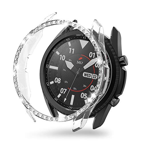 MJRom für Samsung Galaxy Watch 3 Hülle 45mm, PC Bling Schutzhülle Stoßstangenschale Kompatibel mit Samsung Galaxy Watch 3 (2020) Smartwatch Zubehör (45mm, klar) von MJRom