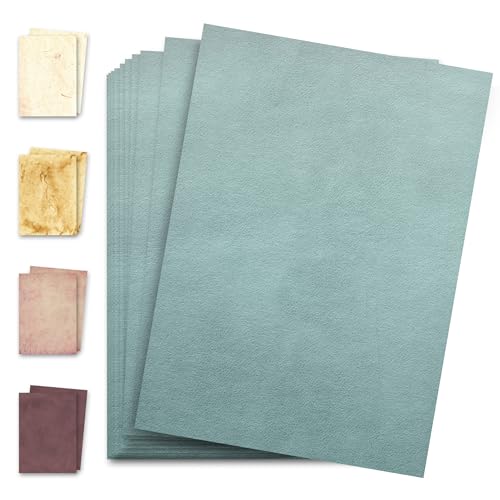 MJhomely® Elegantes Briefpapier - Doppelseitiges DIN A4 Schreibpapier für Bastelarbeiten, Scrapbooking, Journals - Stilvolle Muster, Farben, Designs - Umschläge Optional - 21x29,7 cm - 50 Blätter Grün von MJhomely