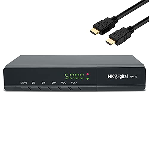 MK Digital HD 610 HDTV Receiver Satellit DVB S2 HD Receiver für SAT Digitaler Satelliten SAT Receiver (DVB-S/S2, HDMI, SCART, USB 2.0, Full HD 1080p) (Vorprogrammiert für Astra Hotbird und Türksat) von MK-Digital