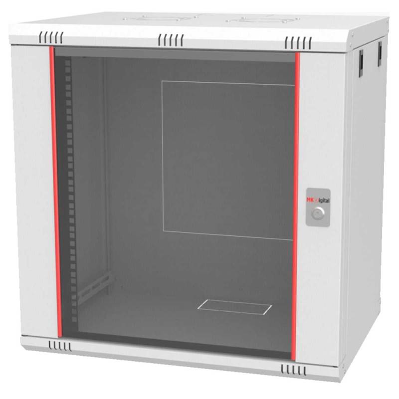 MK-Digital Netzwerkschrank 19 Zoll (Serverschrank mit Sicherheitsglastür Wandmontage) 12HE von MK-Digital
