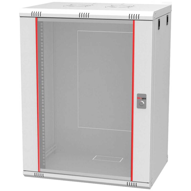 MK-Digital Netzwerkschrank 19 Zoll (Serverschrank mit Sicherheitsglastür Wandmontage) 16HE von MK-Digital