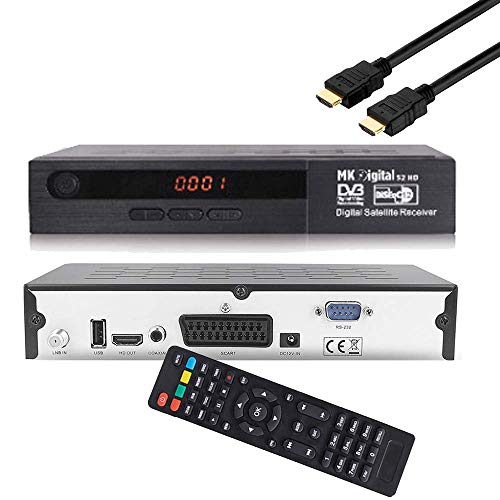 MK Digital S2-HD HDTV Receiver Satellit DVB S2 HD Receiver für SAT Digitaler Satelliten SAT Receiver (DVB-S/S2, HDMI, SCART, 2X USB 2.0, Full HD 1080p) (Vorprogrammiert für Astra Hotbird und Türksat) von MK-Digital