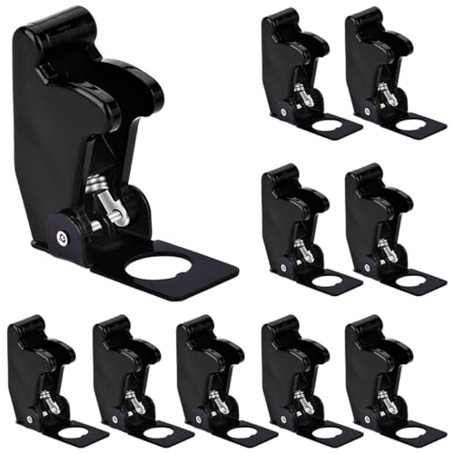 MKBKLLJY 10St. 12mm/0.47inch Montage Loch Schwarz Sicherheit Flip Covers staubdicht wasserdicht Kunststoffkappe Flugzeug Schutzabdeckung für Toggle Bat-Handle Switch, Heavy Duty Toggle Rocker Switch von MKBKLLJY