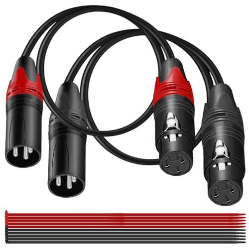 MKBKLLJY 2 Stück 6,35 mm TRS-Buchse auf XLR-Stecker symmetrischer 6,35-mm-Stecker auf 3-poligen Stecker Adapter selbstsicherndes Metallgehäuse, für Gitarrenlautsprecher (4,35 m) von MKBKLLJY
