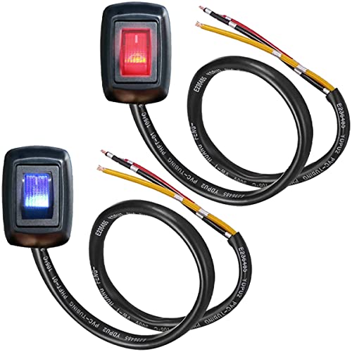 MKBKLLJY 2St. Paste Type Switch Car Push Button Switch mit roter/blauer LED-Lampe ON/Off DC 12V/10A 24V/5A DIY Car Switch SPST Rocker Switch mit 24''/60cm Kabel für verschiedene Lampen MKBKLLJY 2St. Paste Type Switch Car Push Button Switch mit roter/blauer LED-Lampe ON/Off DC 12V/10A 24V/5A DIY Car Switch SPST Rocker Switch mit 24''/60cm Kabel für verschiedene Lampen von MKBKLLJY