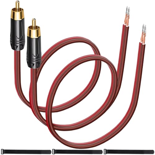 MKBKLLJY 2Stück RCA zu Bare Wire Lautsprecherkabel 2FT/61CM 16AWG positive rote Drahtmarkierung reines Kupfer Shell vergoldet Stecker mit Kabelbindern für Direct Connect Lautsprecher und DIY-Stecker MKBKLLJY 2Stück RCA zu Bare Wire Lautsprecherkabel 2FT/61CM 16AWG positive rote Drahtmarkierung reines Kupfer Shell vergoldet Stecker mit Kabelbindern für Direct Connect Lautsprecher und DIY-Stecker von MKBKLLJY