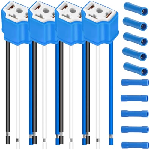 MKBKLLJY 4 Stück H4 HB2 9003 Pigtail-Buchse Kabelbaum Scheinwerferstecker robuster 16 AWG-Keramik-Scheinwerferanschluss 12V–24V 7A mit kaltgepresstem Anschluss für Nebelscheinwerfer von Auto LKW von MKBKLLJY