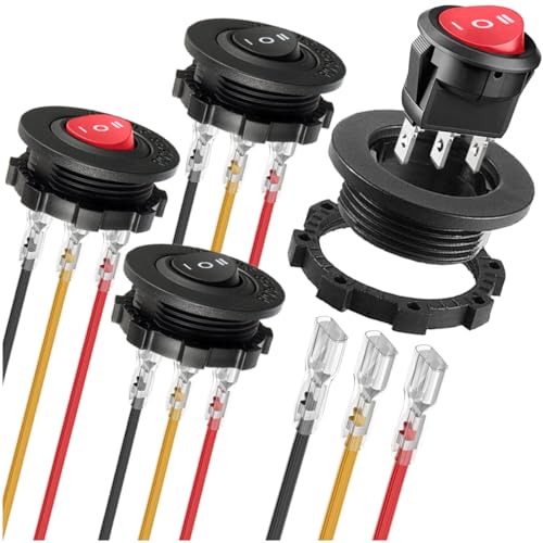 MKBKLLJY 4St. 2Wege Rundwippschaltergehäuse 12V 3polig 3Positionen-Schalter EIN/AUS/EIN 6A/250V AC 10A/125V DC SPDT 20mm Rot/Schwarz Kreis Kippschalter mit Anschlussdraht für Auto Boot MKBKLLJY 4St. 2Wege Rundwippschaltergehäuse 12V 3polig 3Positionen-Schalter EIN/AUS/EIN 6A/250V AC 10A/125V DC SPDT 20mm Rot/Schwarz Kreis Kippschalter mit Anschlussdraht für Auto Boot von MKBKLLJY