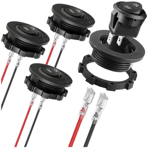MKBKLLJY 4St. runde Wippschaltergehäuse 12V ON Off Schalter 12V DC Kreis Kippschalter 2Pin SPST 2Position 6A/250V 10A/125V AC 20mm Mini Wippschalter mit Klemmen Drähte für Auto Boot MKBKLLJY 4St. runde Wippschaltergehäuse 12V ON Off Schalter 12V DC Kreis Kippschalter 2Pin SPST 2Position 6A/250V 10A/125V AC 20mm Mini Wippschalter mit Klemmen Drähte für Auto Boot von MKBKLLJY