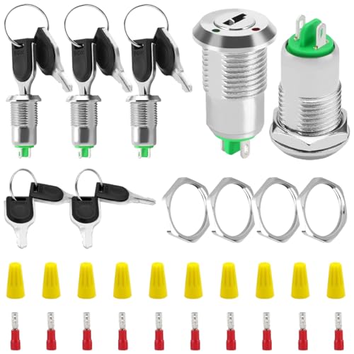 MKBKLLJY 5 Stück 12 mm EIN/AUS-Schlüsselschalter aus Metall Mini-Schlüsselschalter Zündstartschalter 2-polig SPST 3A 250V AC/5A 125 V AC mit 2,8-poliger Anschlusskappe für Elektrofahrräder Gokarts MKBKLLJY 5 Stück 12 mm EIN/AUS-Schlüsselschalter aus Metall Mini-Schlüsselschalter Zündstartschalter 2-polig SPST 3A 250V AC/5A 125 V AC mit 2,8-poliger Anschlusskappe für Elektrofahrräder Gokarts von MKBKLLJY