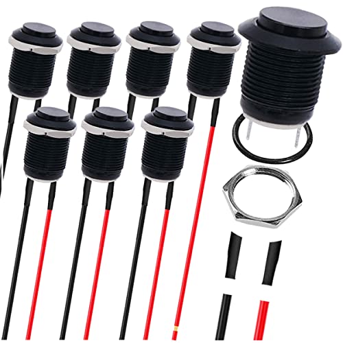 MKBKLLJY 8St. Momentan-Taster Schwarzes Gehäuse mit Vorverdrahtung IP65 Wasserdichter Drucktastenschalter, 12mm DC 12V 2A Edelstahl 1Normal 1Öffnen ohne LED für Auto-Boot von MKBKLLJY