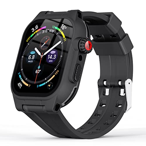 Kompatibel Apple Watch Series 7 8 45 mm Hülle Wasserdichtes iwatch-Gehäuse Armband mit integrierter Displayschutzfolie,robuste,stoßfeste Bumper-Schutzhülle Riemenbändern für iWatch Series 7 8 von MKERED