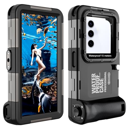 MKERED Wasserdichte Handyhülle, Unterwasser-Handytasche, 15 m, mit Umhängeband, zum Schwimmen, Schnorcheln, Regen, staubdicht, nur für Lautstärketaste auf der rechten Seite, für Samsung Xiaomi Huawei von MKERED