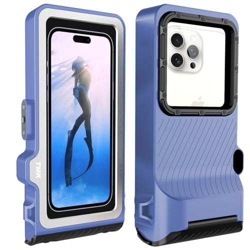 ShellBox wasserdichte Handyhülle Unterwasser Wasserfeste Handy Wasserschutzhülle Handytasche Wasserdicht Schwimmen Baden Compatible für iPhone 15 14 13 12 15 Pro Max Samsung S24 Ultra (Blue Black) von MKERED