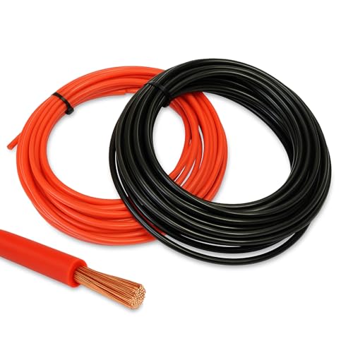 Flexibler PVC-Kabeldraht für Auto-Verkabelung, 12 V, 24 V, Batterie, 39/50/70 A, 3 mm, 6 mm, 10 mm, Rot und Schwarz, 10 m von MKGT