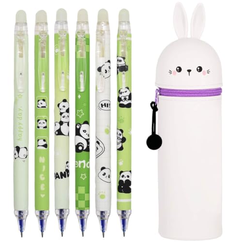 MKKZLPN 2 in 1 Weiche Silikontasche Federmäppchen, 4 Stück Tier Radierstift Kugelschreiber, Kawaii, Tischstifthalter, Reißverschluss mit 0.5mm Schwarz löschbaren Gelstiften für Mädchen (Kaninchen) MKKZLPN 2 in 1 Weiche Silikontasche Federmäppchen, 4 Stück Tier Radierstift Kugelschreiber, Kawaii, Tischstifthalter, Reißverschluss mit 0.5mm Schwarz löschbaren Gelstiften für Mädchen (Kaninchen) von MKKZLPN