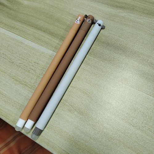 MKKZLPN löschbarer Stift, Set mit 4 Gel-Radierstiften, Die Motive sind Koala, Pinguin, Honigtopfbär und schwarze Katze, Kugel am Ende zum Entfernen der Tinte, Spitzendurchmesser 0,7 mm (Braun) von MKKZLPN