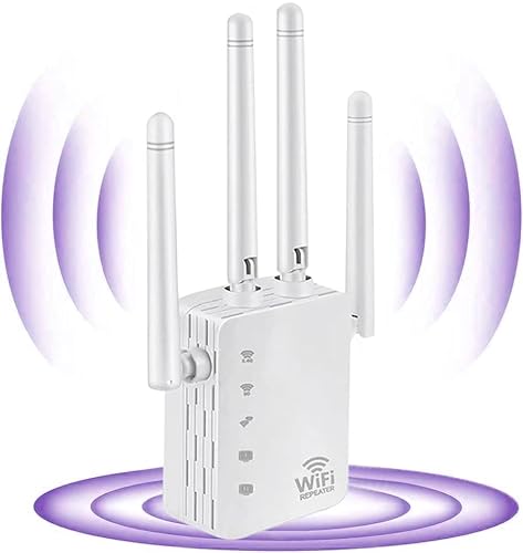 MKOIJN WLAN Repeater WLAN Verstärker AC1200 Dualband (300Mbit/s 2,4GHz+5GHz 867Mbit/s) WiFi Repeater mit Repeater/Router/AP Modus,Einfache Einrichtung,WiFi Verstärker Mit 4 Antenne (Weiß) von MKOIJN