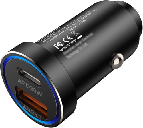 12v Autoladegerät Zigarettenanzünder Buchse Adapter, 38W USB C Schnelles Autoladegerät, PD&QC 3.0 Dual Port für iphone12 11 Pro Max X XR XS 8, Galaxy Note 20/10 S21/20/10 Google Pixel, LG, HTC und von MKnenaJn